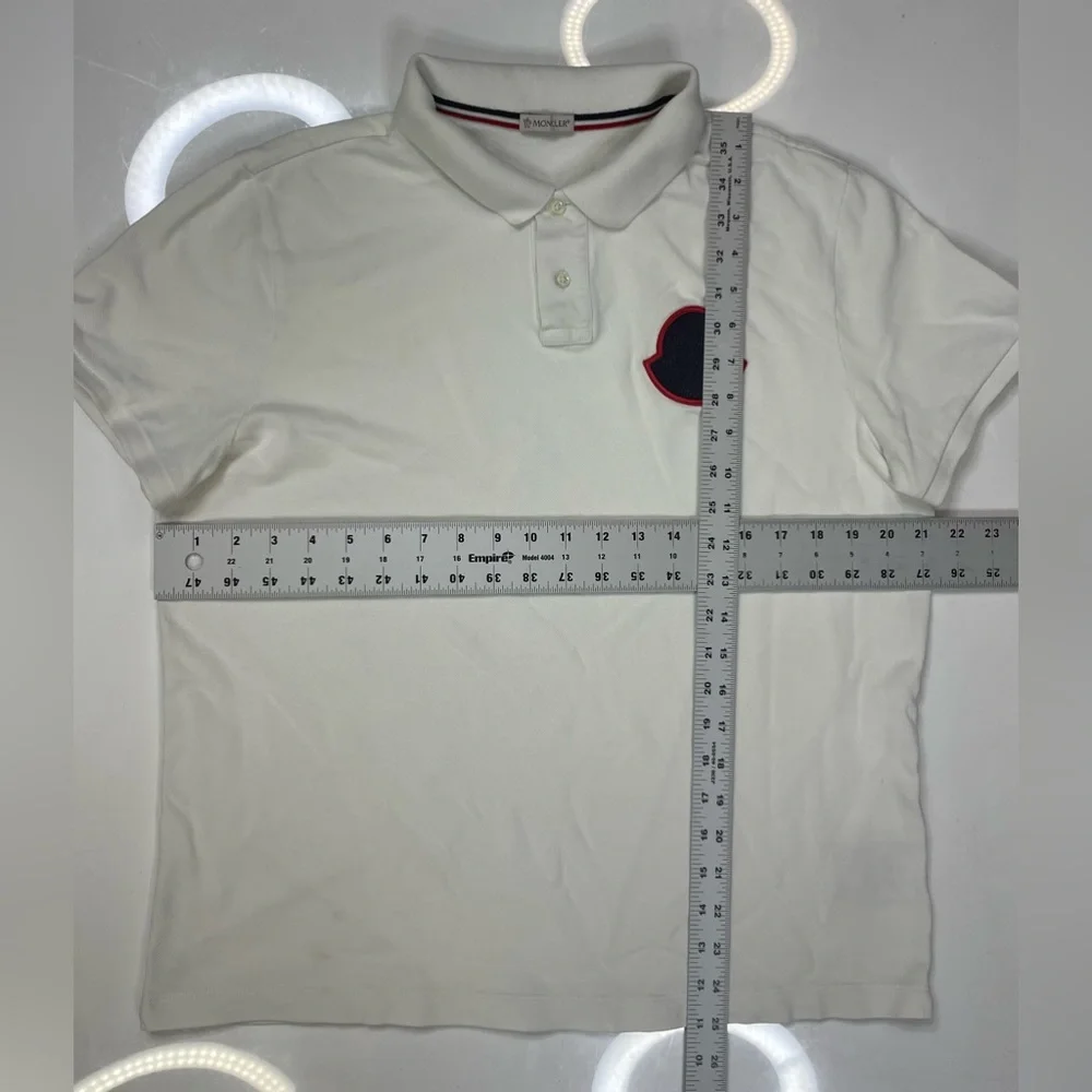 Moncler White Polo Shirt with Black and Red Logo - Picture 10 of 10